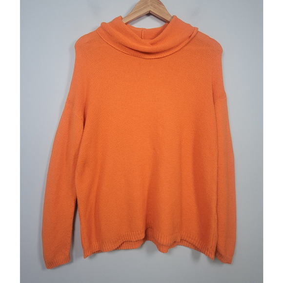 J. Jill Womens M Petite Cowl Neck Sweater Cotton Nylon Blend Pullover Orange - Picture 1 of 11